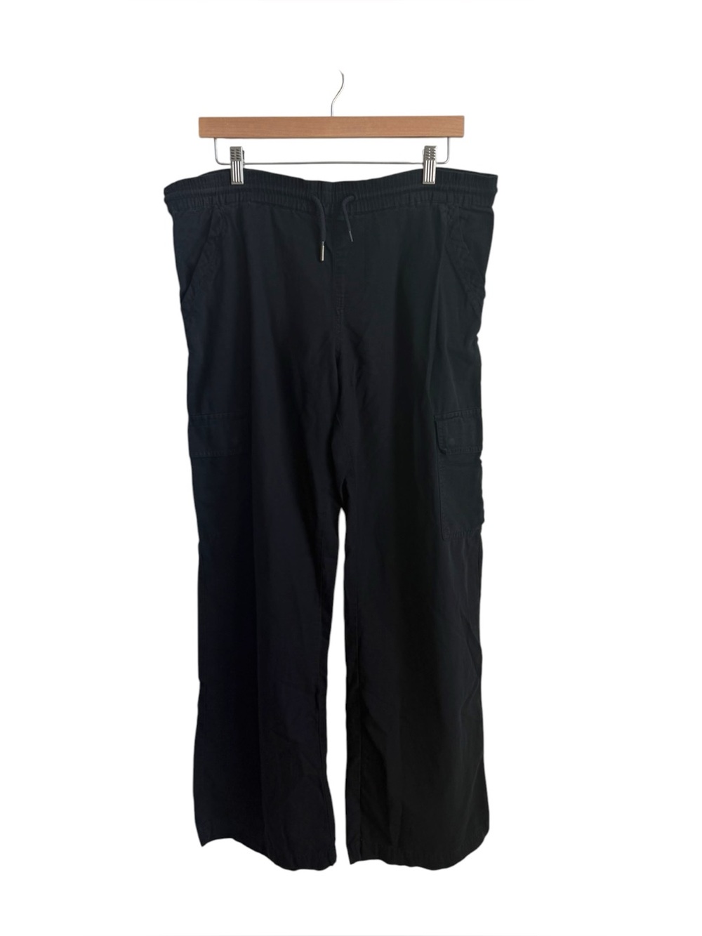 PACT Organic Cotton Hemp Cargo Wide Leg Pants Black Size Medium